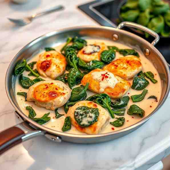 One-Pan Creamy Spinach Chicken - 30-Min Dinner